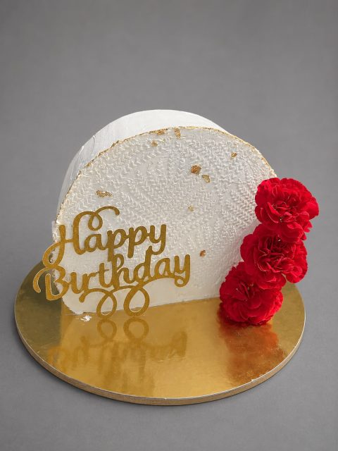 Golden Red Birthday Cake