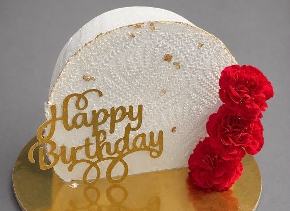 Golden Red Birthday Cake