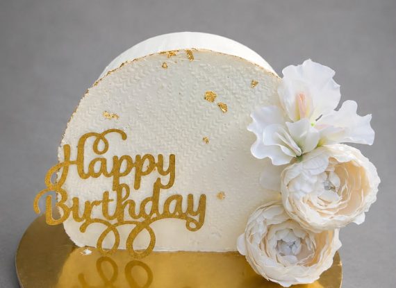 Golden White Birthday Cake