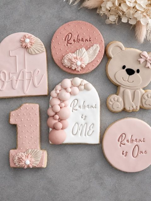 Luxe 1e Verjaardag Koekjes – Teddy & Pink