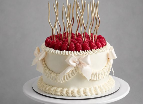 Luxe Raspberry Bow Cake