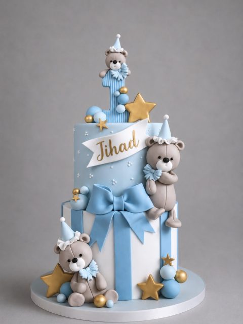 Luxe Teddy Bear 1st Birthday Taart